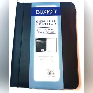 BUXTON ZIPAROUND Portfolio &  Pad Holder,BLACK